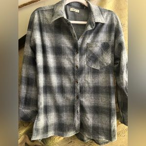 Ci Sono Blue and White Plaid Button Down Shirt